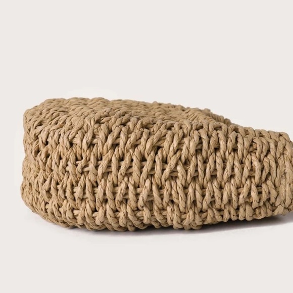 Half moon woven straw bag BoHo Crossbody rattan - Picture 6 of 7